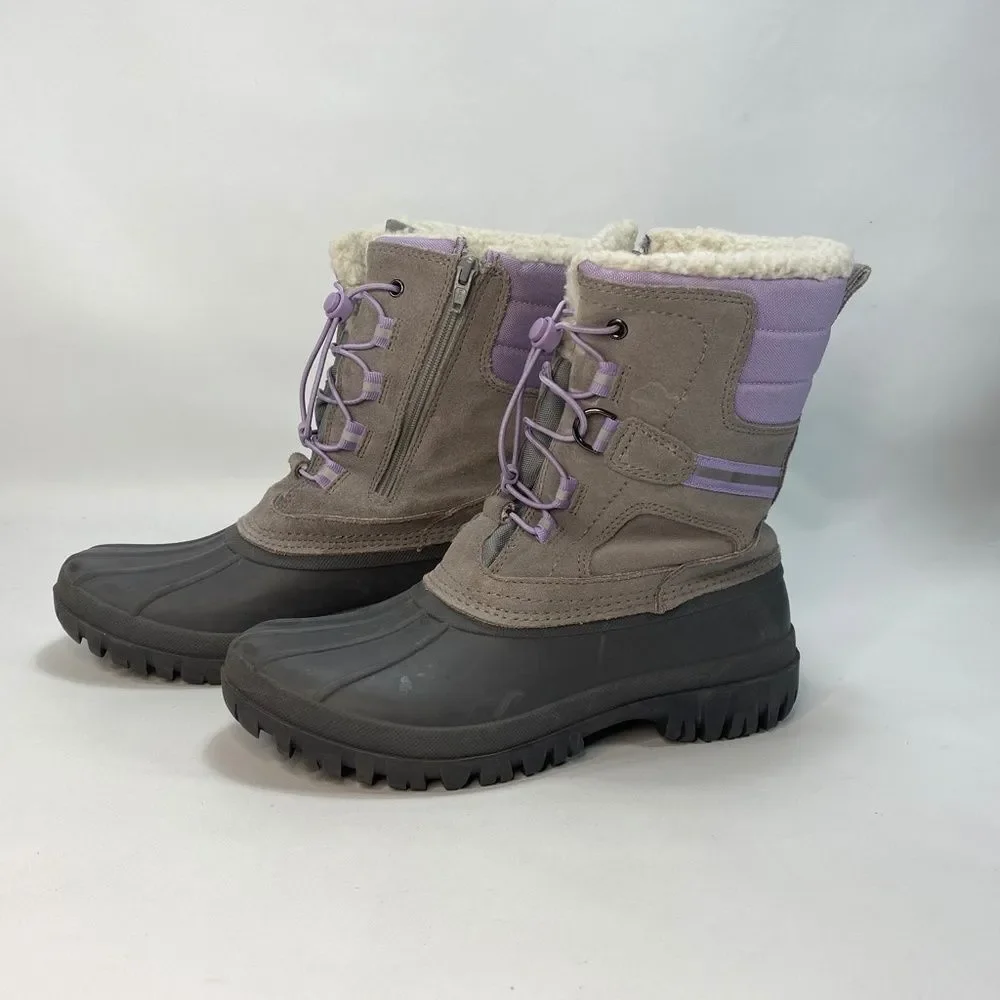 Lands End Youth 6M Winter Snow Boots Gray Purple Insulated All Weather Waterprof